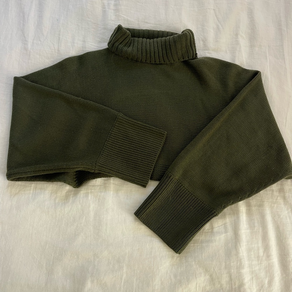 Green turtle neck cropped sweater